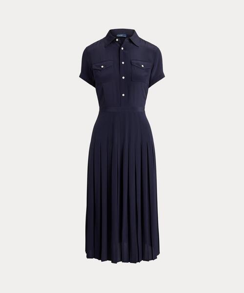 Ralph Lauren シルク ワンピース　L POLO RALPH LAUREN シャツワンピース シルク クレープ