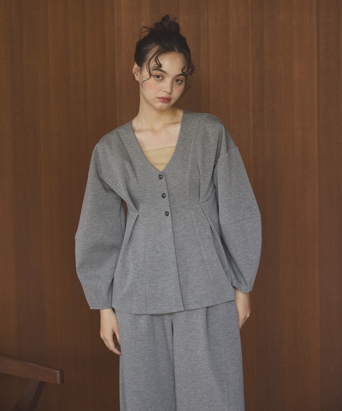 OLUN カーディガン Cocoon peplum cardigan/コクーンペプラム