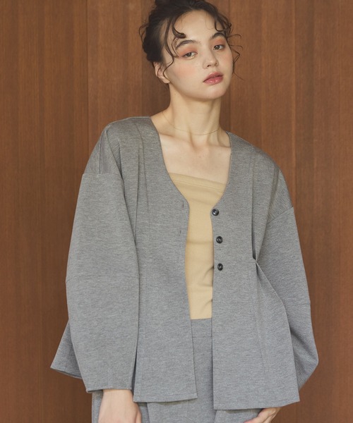 OLUN カーディガン Cocoon peplum cardigan/コクーンペプラム