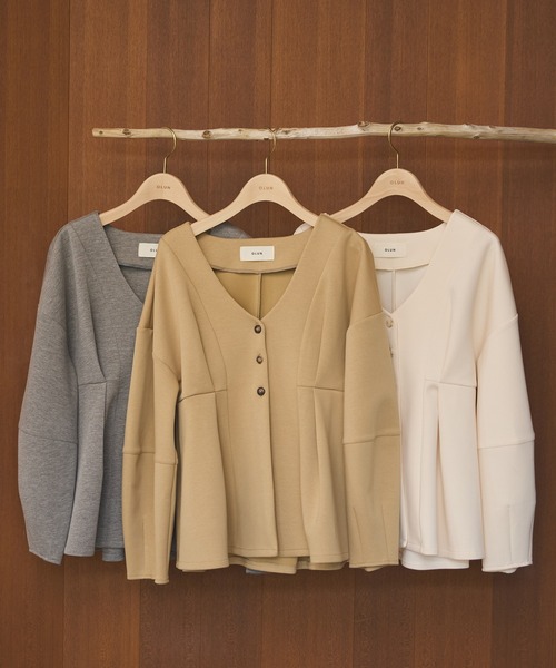 OLUN カーディガン Cocoon peplum cardigan/コクーンペプラム