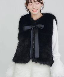 PICCIN PERLA ベスト ジレ フェイクファーベスト（ショート