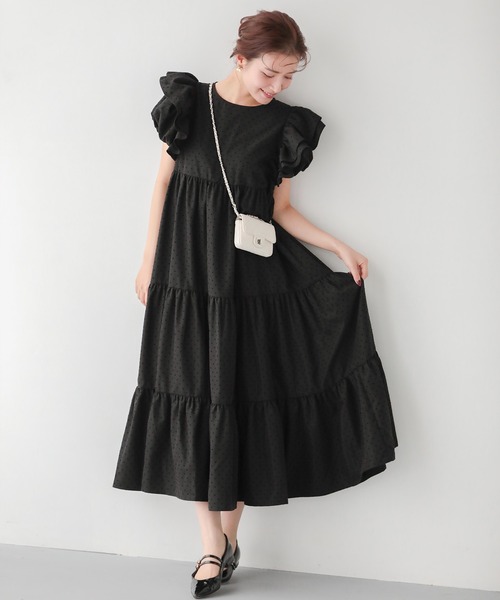 「Fit more」 半袖ワンピース LONG ブラック レディース_画像2