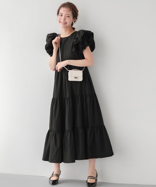 「Fit more」 半袖ワンピース LONG ブラック レディース_画像4