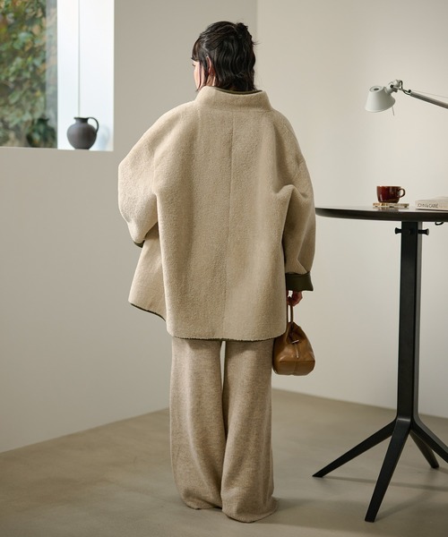 コート アウター stand collar reversible boa middle coat /スタンド