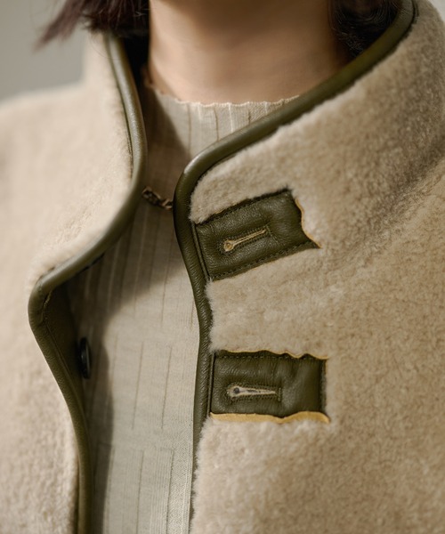 コート アウター stand collar reversible boa middle coat /スタンド