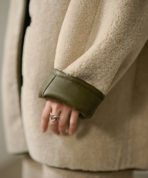コート アウター stand collar reversible boa middle coat /スタンド