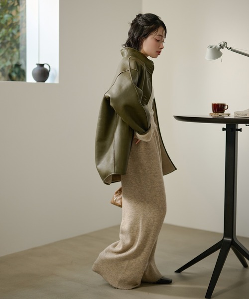コート アウター stand collar reversible boa middle coat /スタンド