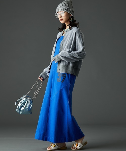 「GEVS.」 キャミソールワンピース L チャコール レディース_画像3