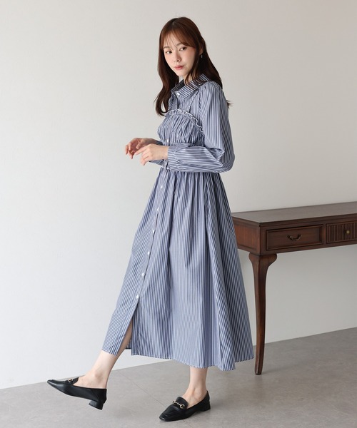 「BLUEEAST」 シャツワンピース MEDIUM ブルー レディース_画像4