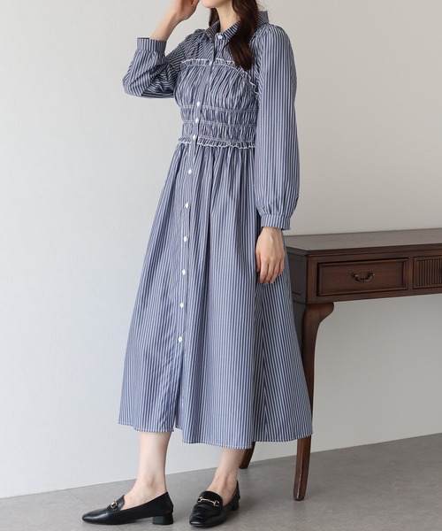 「BLUEEAST」 シャツワンピース MEDIUM ブルー レディース_画像6