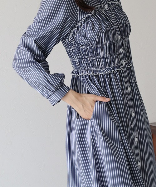 「BLUEEAST」 シャツワンピース MEDIUM ブルー レディース_画像8