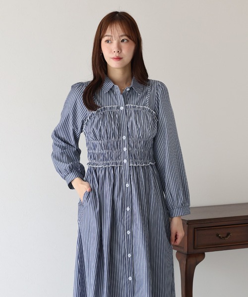 「BLUEEAST」 シャツワンピース MEDIUM ブルー レディース_画像9