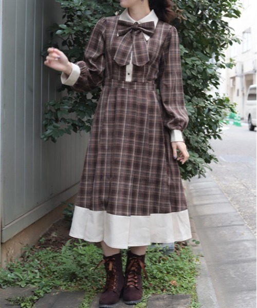 axes femme（アクシーズ ファム） ワンピース バイカラーチェック