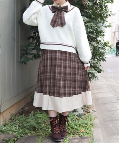 axes femme（アクシーズ ファム） ワンピース バイカラーチェック