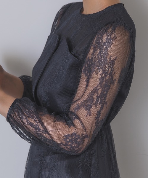 「専用」レース フレアドレス Rose of Sharon ドレス シアー×レース ビスチェ風フレアドレス