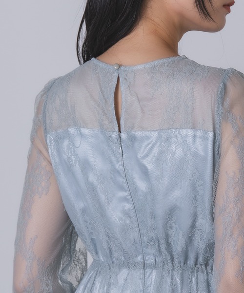 Rose of Sharon ドレス シアー×レース ビスチェ風フレアドレス