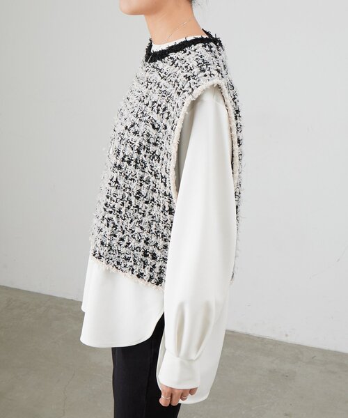 BEARDSLEY ビアズリー レイヤードジレセットニット シャツ 長袖 ベスト BEARDSLEY（ビアズリー）の「レイヤードジレセットニットシャツ