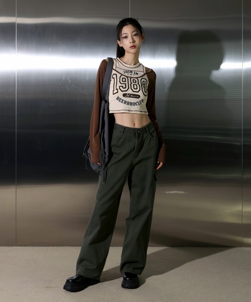 「FOLLOWIN」 長袖カットソー FREE ブラウン レディース_画像2