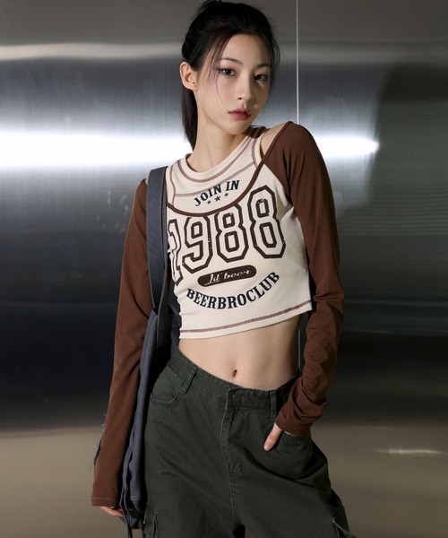 「FOLLOWIN」 長袖カットソー FREE ブラウン レディース_画像3