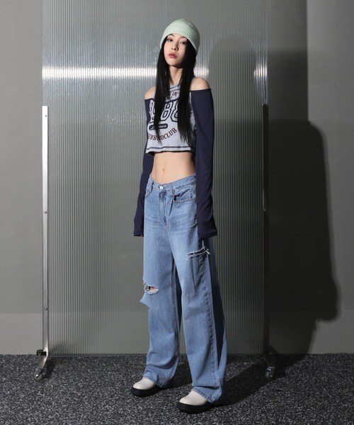 「FOLLOWIN」 長袖カットソー FREE ブラウン レディース_画像9