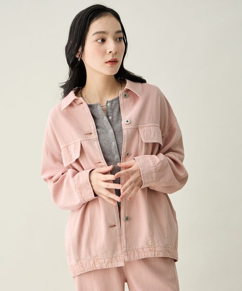 【超美品】ARMANI JEANS デニムジャケット(ピンク) ANY（エニィ） デニムジャケット gジャン ミディデニムジャケット