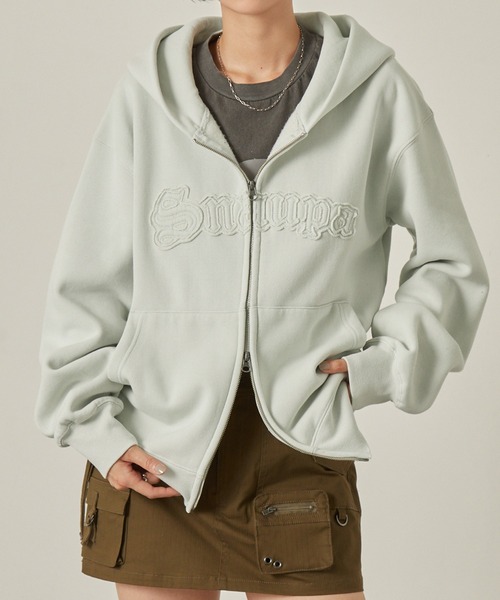 Snap club ジップアップパーカー M ライトグレー レディース