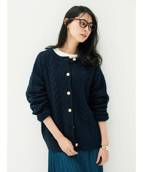「CRAFT STANDARD BOUTIQUE」 ニットカーディガン L レッド レディース_画像3