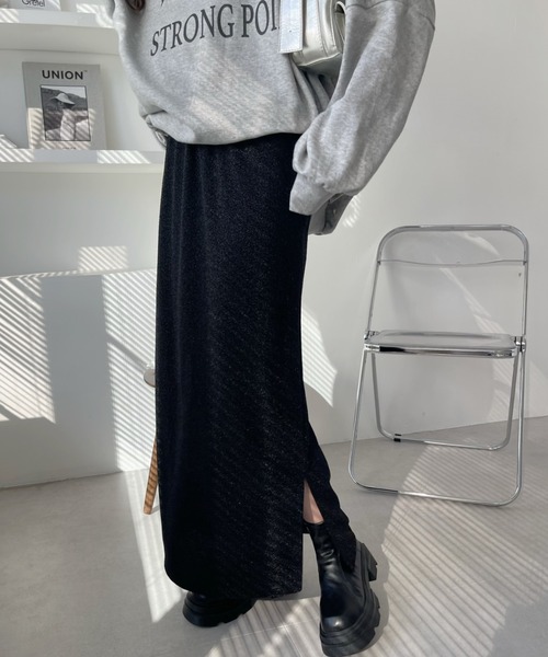 「Ada.」 ロングスカート S ブラック×シルバー レディース_画像4