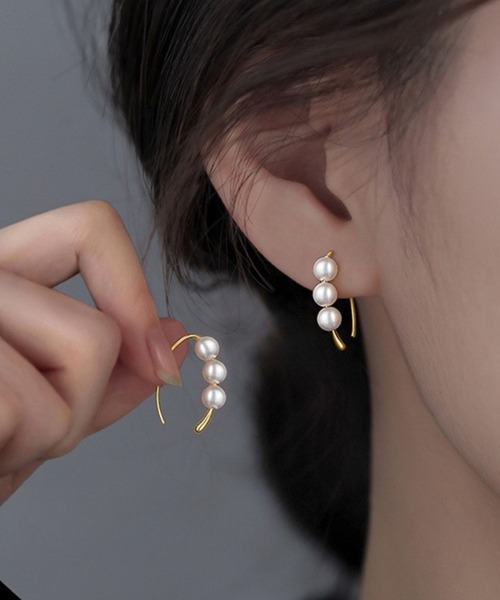 yu-ka ピアス YU-KA:パールフックピアス Pearl hook pierce レディース