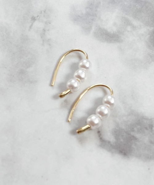 ポンテヴェキオ☆ゴールド パール フックピアス 両耳用 yu-ka ピアス YU-KA:パールフックピアス Pearl hook pierce レディース