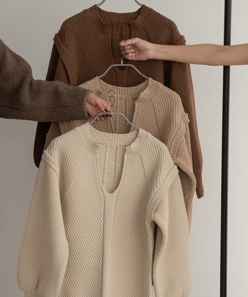 「lawgy」 長袖ニット FREE ベージュ レディース_画像7