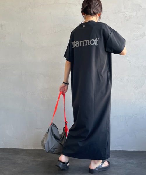 Marmot チルアウトワンピース ロングワンピース UVカット Marmot（マーモット） ワンピース 別注 ブランドロゴ バックプリント