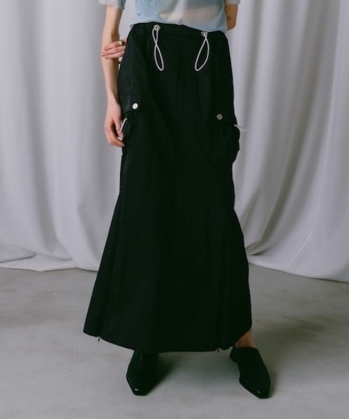 sahara ブラック　ロングスカート　タグ付き sahara（サハラ） ロング スカート Draw Cord Cargo Skirt : ZOZOTOWN