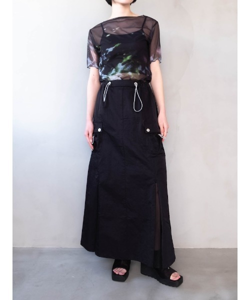 sahara ブラック　ロングスカート　タグ付き sahara（サハラ） ロング スカート Draw Cord Cargo Skirt : ZOZOTOWN