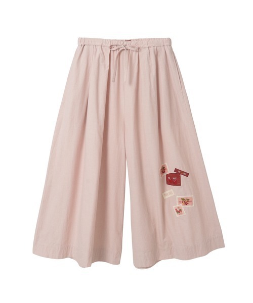 ピンクハウス ベージュ サイドボタン ガウチョパンツ PINK HOUSE（ピンクハウス） パンツ ネームワッペン使いダンガリー