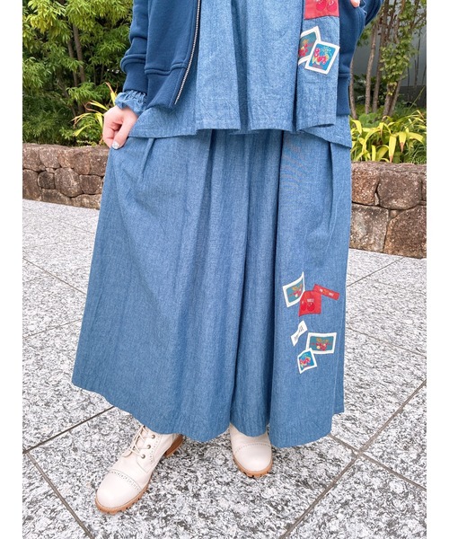 ピンクハウス ベージュ サイドボタン ガウチョパンツ 8ozデニムガウチョパンツ｜ピンクハウスオフィシャルオンラインストア