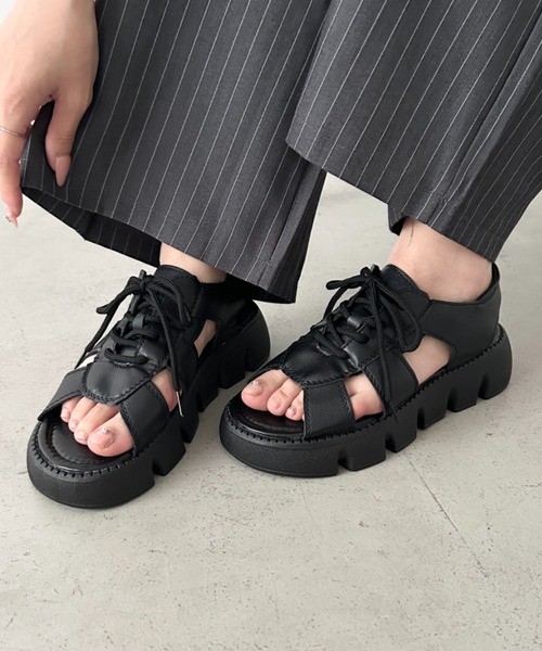 CLEA 厚底 サンダル 厚底レースアップサンダル レディース : ZOZOTOWN