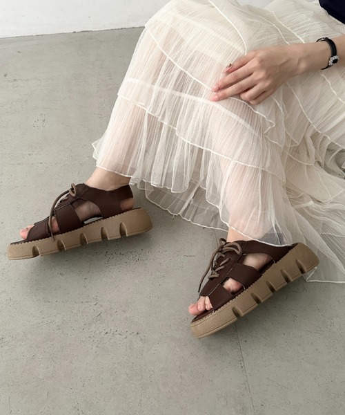CLEA 厚底 サンダル 厚底レースアップサンダル レディース : ZOZOTOWN