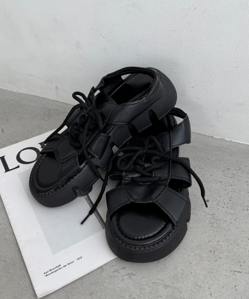 CLEA 厚底 サンダル 厚底レースアップサンダル レディース : ZOZOTOWN