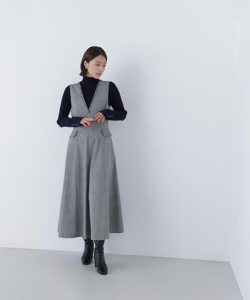 「NATURAL BEAUTY BASIC」 サロペットスカート MEDIUM ブラック レディース_5