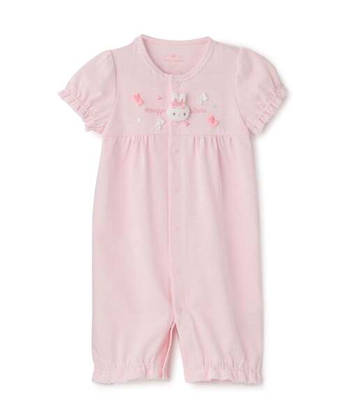 ベビー服 ロンパース ウサギマスコット付　半袖2wayオールの画像