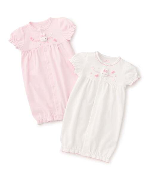 ベビー服 ロンパース ウサギマスコット付　半袖2wayオールの画像