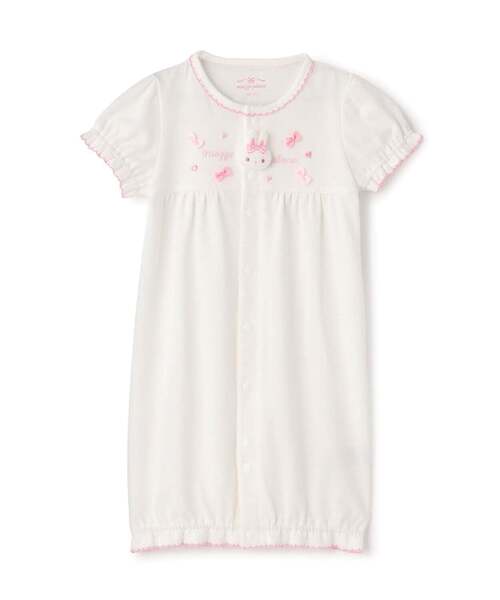 ベビー服 ロンパース ウサギマスコット付　半袖2wayオールの画像