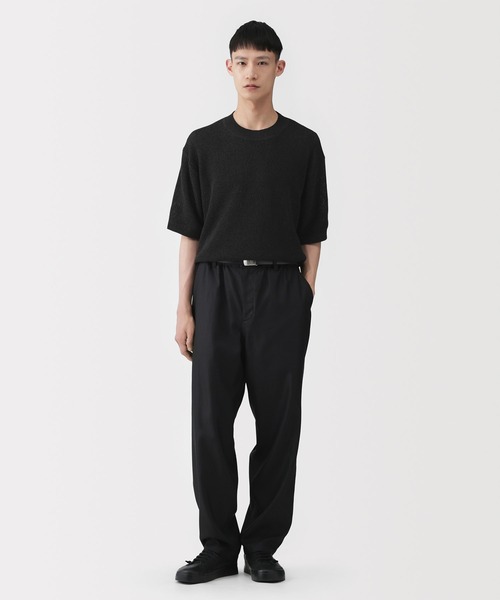 【完売品・極美品】MUJI Labo 和紙混半袖クルーネックセーター 黒 L MUJI Labo セーター ニット 「MUJI Labo」紳士 和紙混半袖クルーネック