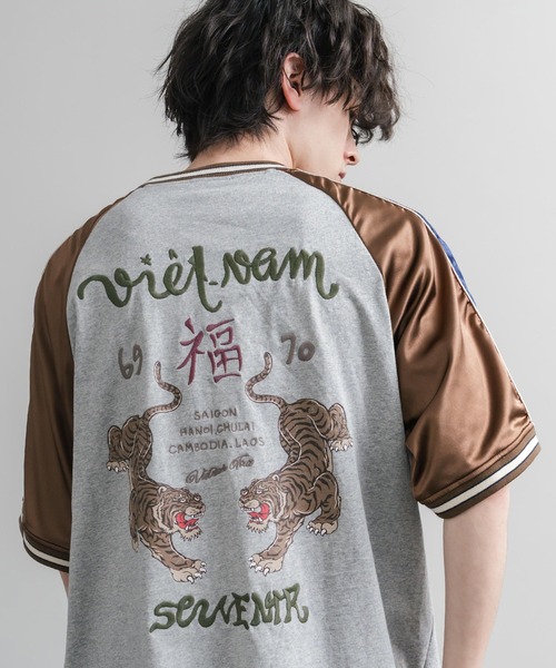 【極美品/希少】K.MAYER クリフメイヤー別珍スカジャン 白虎 龍 豪華刺繍 KRIFF MAYER（クリフメイヤー） tシャツ スーベニア虎刺繍スカジャンT