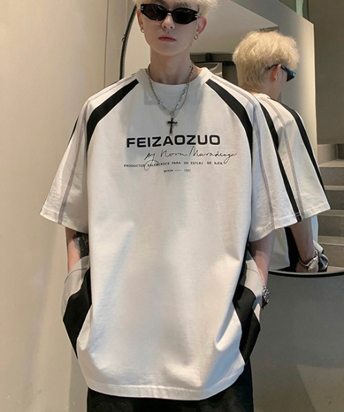 【タグ付 】2024年製　エイトン　ビスコースクロス ラグランスリーブ Tシャツ link lot tシャツ Y2Kラグランスリーブ半袖ロゴモノトーンTシャツ