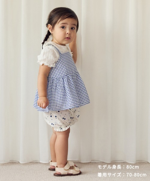familiar 80cm 女の子 現行品♡セットアップ 10mois（ディモワ） セットアップ 「」cherryキャミセットアップ 70-80
