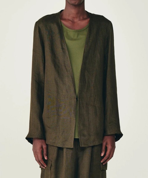 ジャケット テーラードジャケット 「marka/マーカ」リネンガーゼダブルクロス ミニマリストジャケット / MINIMALIST JACKETの画像