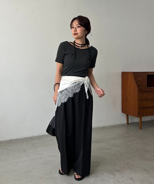 tシャツ 「前後2WAY」アシメレイヤードボーダーT レディースの画像