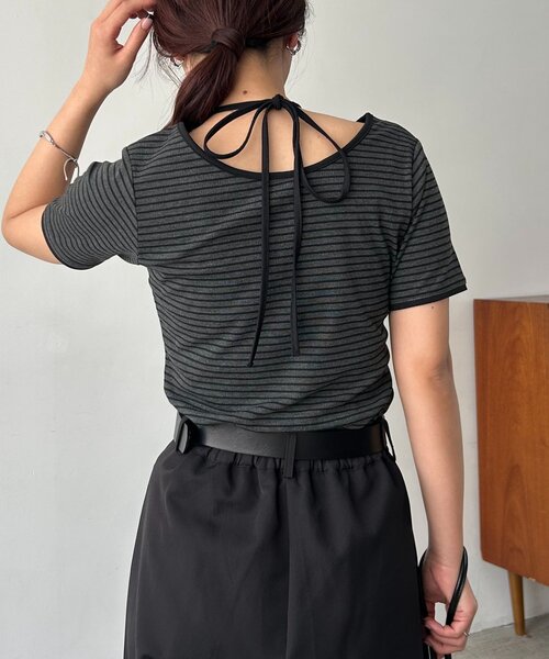 tシャツ 「前後2WAY」アシメレイヤードボーダーT レディースの画像